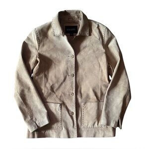 Bernardo Women's Beige Leather Button Up Jacket Size M